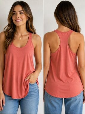 Lucky Brand Racerback Tank Top Medium Coral Casual Lounge Basic